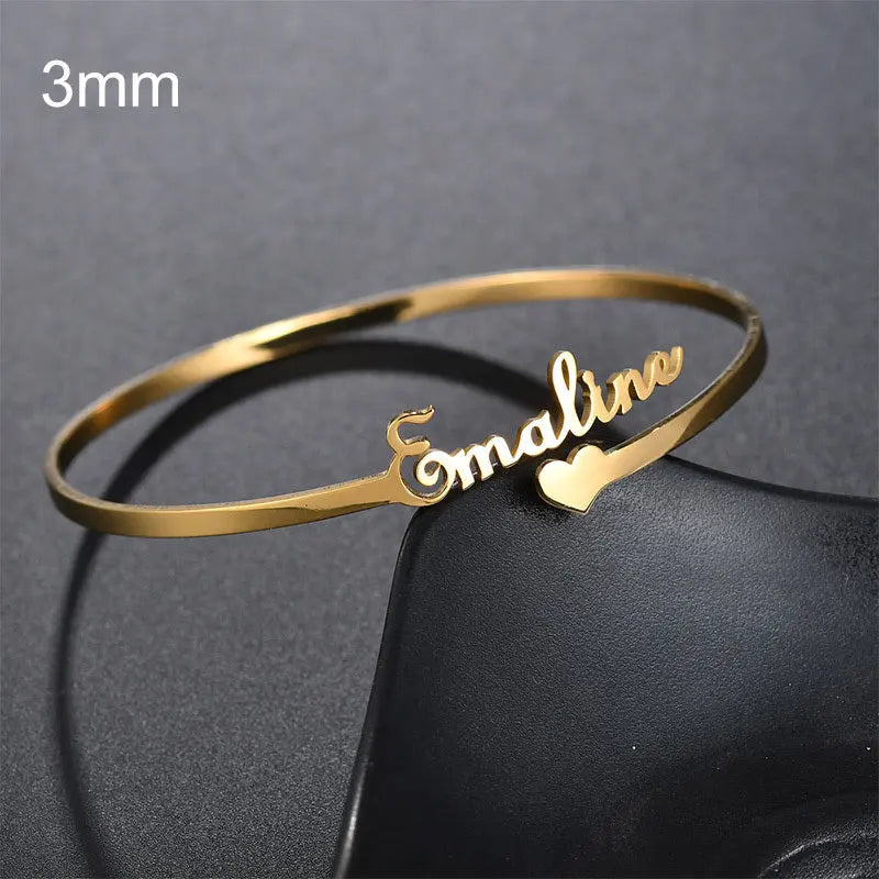 Customized Name Bracelet Personalized Custom Bangles Stainless Steel Jewelry-14
